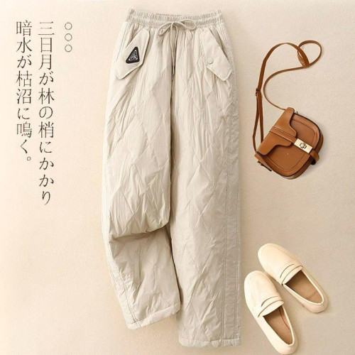 時尚輕便防風羽絨棉褲女士冬季新款高腰顯瘦洋氣休閒直筒加棉長褲 時尚輕便防風羽絨棉褲女士冬季新款高腰顯瘦洋氣休閒直筒加棉長褲