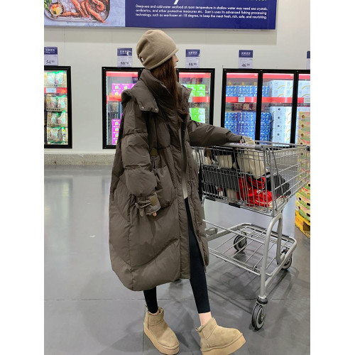 灰色羽絨棉服女冬季2025新款寬松時尚加厚長款過膝保暖厚棉襖外套 灰色羽絨棉服女冬季2025新款寬松時尚加厚長款過膝保暖厚棉襖外套