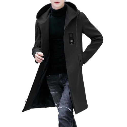 商務休閒中長款風衣男灰色冬季連帽韓版新款大碼外套大衣薄款加絨 商務休閒中長款風衣男灰色冬季連帽韓版新款大碼外套大衣薄款加絨