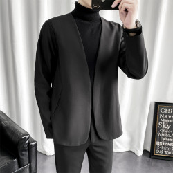 2024春季休閒西服男日系寬松百搭潮流學生港風外套暗黑男生小西裝