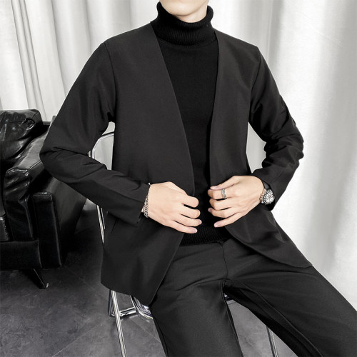 2024春季休閒西服男日系寬松百搭潮流學生港風外套暗黑男生小西裝 2024春季休閒西服男日系寬松百搭潮流學生港風外套暗黑男生小西裝