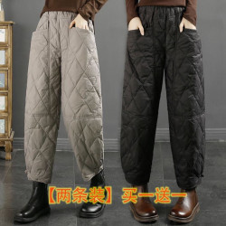 單/兩件 剪標商場專櫃尾輕薄菱格羽絨棉褲女秋冬加厚保暖哈倫褲子
