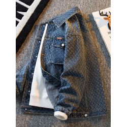 HPCP重工貓爪鉤花牛仔外套男秋季新款高級感潮牌男士痞帥工裝夾克