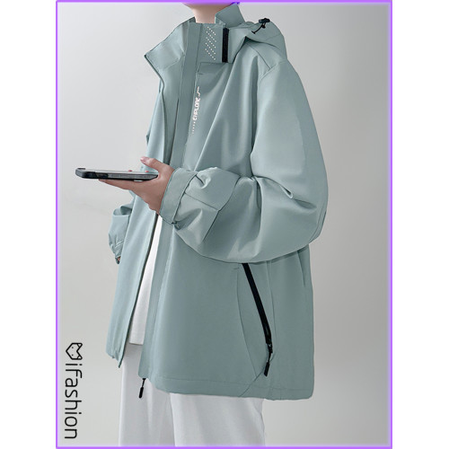 Fashion青少年機能風沖鋒衣男秋季工裝連帽美式大碼寬松休閒外套 Fashion青少年機能風沖鋒衣男秋季工裝連帽美式大碼寬松休閒外套