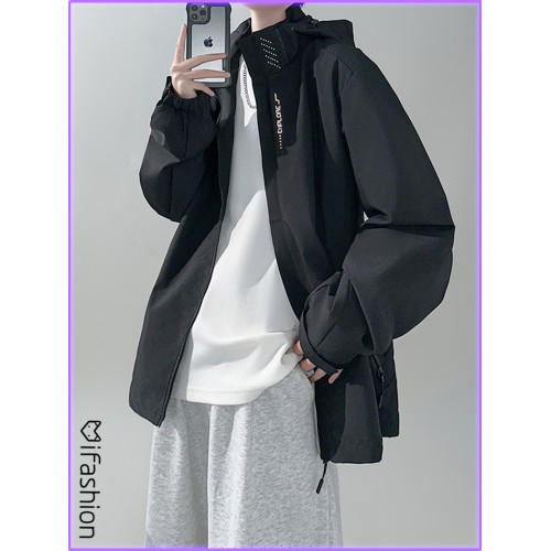 Fashion青少年機能風沖鋒衣男秋季工裝連帽美式大碼寬松休閒外套 Fashion青少年機能風沖鋒衣男秋季工裝連帽美式大碼寬松休閒外套