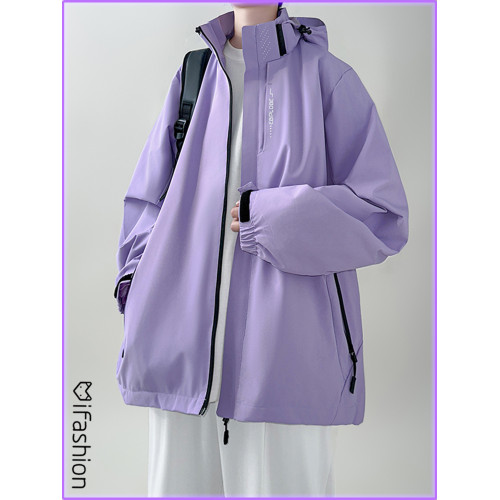 Fashion青少年機能風沖鋒衣男秋季工裝連帽美式大碼寬松休閒外套 Fashion青少年機能風沖鋒衣男秋季工裝連帽美式大碼寬松休閒外套