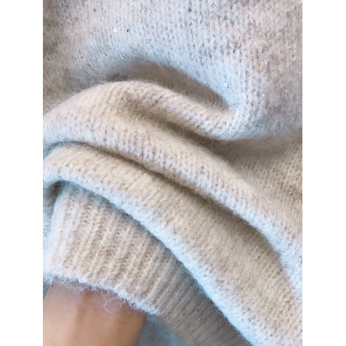 亮片v領毛衣女套頭2025秋冬新款寬松慵懶風內搭上衣亮絲針織衫潮