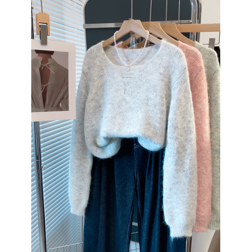 亮片v領毛衣女套頭2025秋冬新款寬松慵懶風內搭上衣亮絲針織衫潮