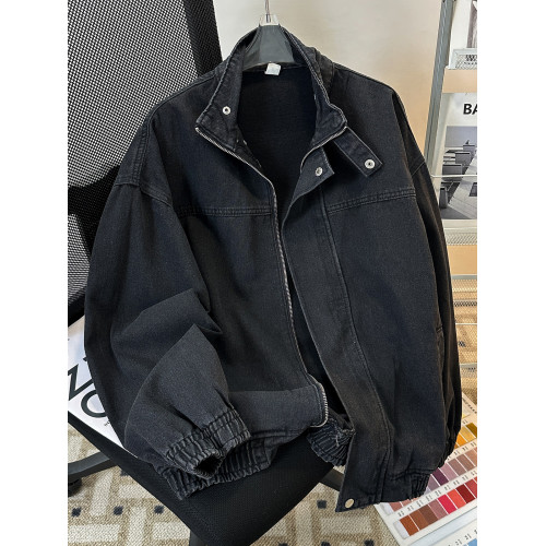 春秋水洗立領牛仔外套男休閒潮牌痞帥美式復古百搭潮流青少年夾克 春秋水洗立領牛仔外套男休閒潮牌痞帥美式復古百搭潮流青少年夾克