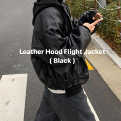 Kusen 美式高街痞帥連帽PU皮夾克男寬松休閒加棉加厚機車皮衣外套