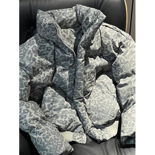 美式豹紋羽絨服男生冬季加厚保暖短款棉衣外套cleanfit立領麵包服 美式豹紋羽絨服男生冬季加厚保暖短款棉衣外套cleanfit立領麵包服