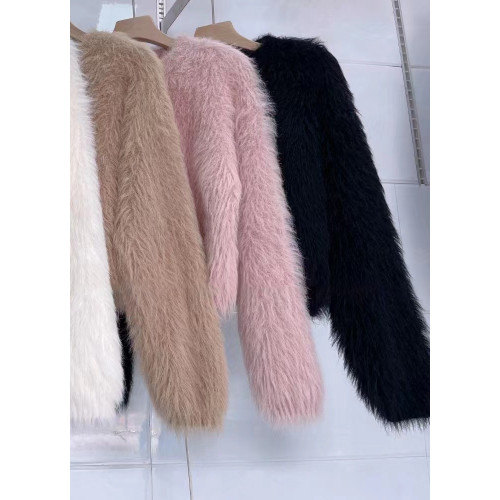 純色慵懶風2024秋冬設計感小衆水貂毛短款百搭顯瘦毛茸茸毛衣女 純色慵懶風2024秋冬設計感小衆水貂毛短款百搭顯瘦毛茸茸毛衣女