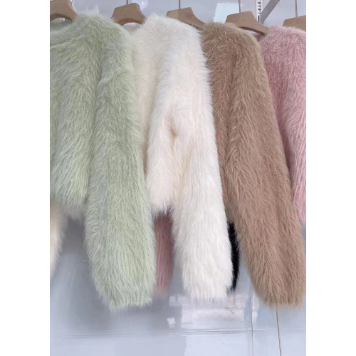 純色慵懶風2024秋冬設計感小衆水貂毛短款百搭顯瘦毛茸茸毛衣女 純色慵懶風2024秋冬設計感小衆水貂毛短款百搭顯瘦毛茸茸毛衣女