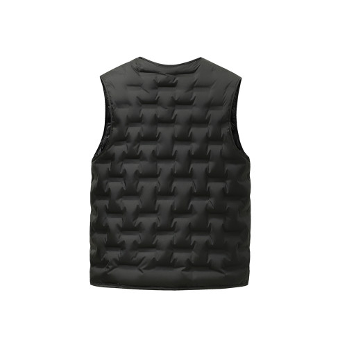 雪中飛2025冬新款男士V領爸爸款分格羽絨馬甲無袖背心黑色大碼 雪中飛2025冬新款男士V領爸爸款分格羽絨馬甲無袖背心黑色大碼