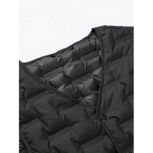 雪中飛2025冬新款男士V領爸爸款分格羽絨馬甲無袖背心黑色大碼 雪中飛2025冬新款男士V領爸爸款分格羽絨馬甲無袖背心黑色大碼