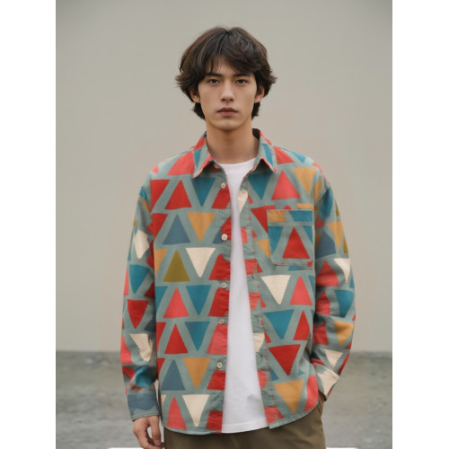 【設計師品牌】新品直降丨品質嚴選丨花色三角形襯衫休閒流行外套 【設計師品牌】新品直降丨品質嚴選丨花色三角形襯衫休閒流行外套