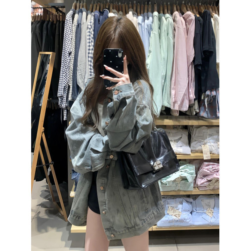 美式復古磨破水洗做舊牛仔外套女2025新款秋冬寬松藍色夾克上衣潮 美式復古磨破水洗做舊牛仔外套女2025新款秋冬寬松藍色夾克上衣潮
