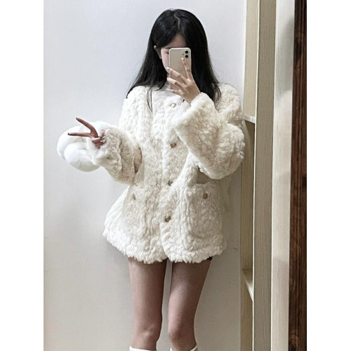 小香風羊羔毛棉服外套女2025秋冬新款短款寬松加厚小個子毛毛上衣 小香風羊羔毛棉服外套女2025秋冬新款短款寬松加厚小個子毛毛上衣
