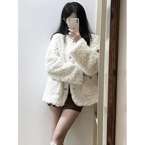 小香風羊羔毛棉服外套女2025秋冬新款短款寬松加厚小個子毛毛上衣 小香風羊羔毛棉服外套女2025秋冬新款短款寬松加厚小個子毛毛上衣