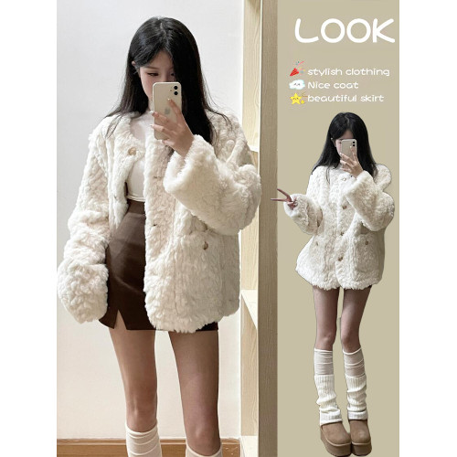 小香風羊羔毛棉服外套女2025秋冬新款短款寬松加厚小個子毛毛上衣 小香風羊羔毛棉服外套女2025秋冬新款短款寬松加厚小個子毛毛上衣