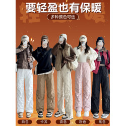 白鴨絨窄版羽絨褲女冬季外穿防寒加厚保暖哈爾濱滑雪防風工裝棉褲