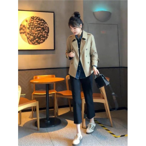 高級感氣質小個子風衣外套女2025春秋新款寬松休閒卡其色短款大衣 高級感氣質小個子風衣外套女2025春秋新款寬松休閒卡其色短款大衣