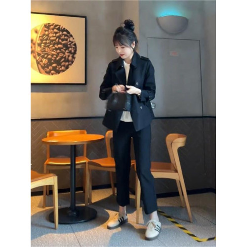 高級感氣質小個子風衣外套女2025春秋新款寬松休閒卡其色短款大衣 高級感氣質小個子風衣外套女2025春秋新款寬松休閒卡其色短款大衣