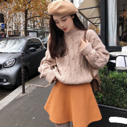 秋裝新款2024圓領短款毛衣女套頭寬松慵懶風針織衫百搭春秋打底衫