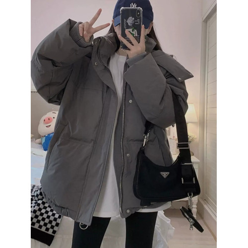 巨好看灰色羽絨服女冬季韓系寬松加厚棉衣中長款夾棉連帽棉服外套 巨好看灰色羽絨服女冬季韓系寬松加厚棉衣中長款夾棉連帽棉服外套