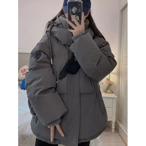 巨好看灰色羽絨服女冬季韓系寬松加厚棉衣中長款夾棉連帽棉服外套 巨好看灰色羽絨服女冬季韓系寬松加厚棉衣中長款夾棉連帽棉服外套