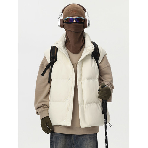 美式復古白鴨絨羽絨馬甲男冬潮牌慵懶感羽絨背心高街立領棉服外套 美式復古白鴨絨羽絨馬甲男冬潮牌慵懶感羽絨背心高街立領棉服外套