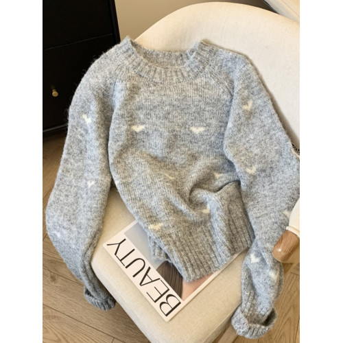 愛心提花毛衣女秋冬寬松軟糯慵懶高級感復古甜美小個子短款針織衫 愛心提花毛衣女秋冬寬松軟糯慵懶高級感復古甜美小個子短款針織衫