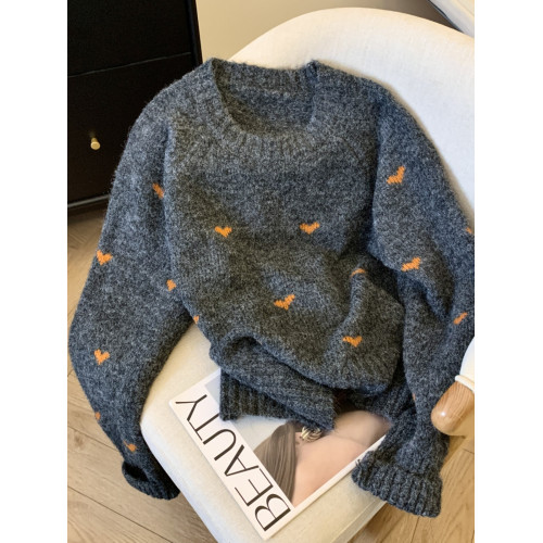 愛心提花毛衣女秋冬寬松軟糯慵懶高級感復古甜美小個子短款針織衫 愛心提花毛衣女秋冬寬松軟糯慵懶高級感復古甜美小個子短款針織衫