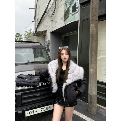 千金風白色大毛領羽絨服棉衣女冬季加厚保暖寬鬆百搭棉襖棉服外套