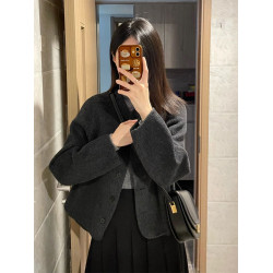 加厚灰色短款呢子大衣女2025新款秋冬季毛呢外套高級感小個子韓系