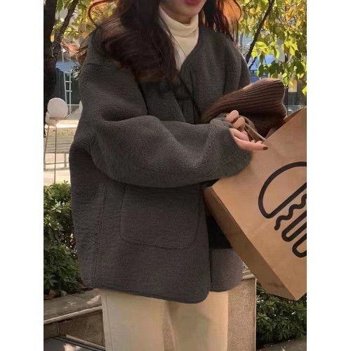 皮毛一體羊羔毛外套女2025年秋冬新款港味復古高級小衆設計感棉衣