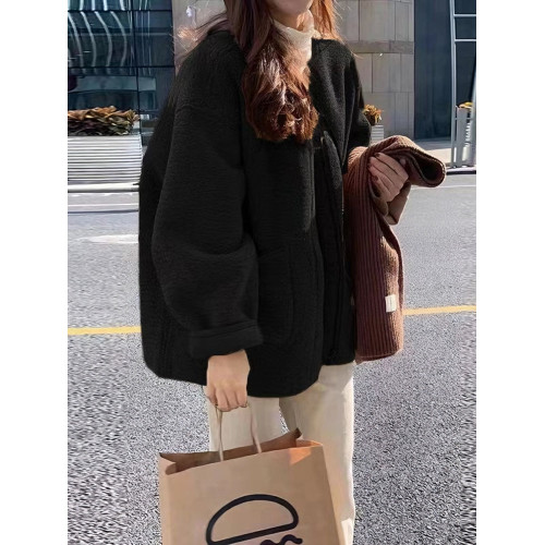 皮毛一體羊羔毛外套女2025年秋冬新款港味復古高級小衆設計感棉衣