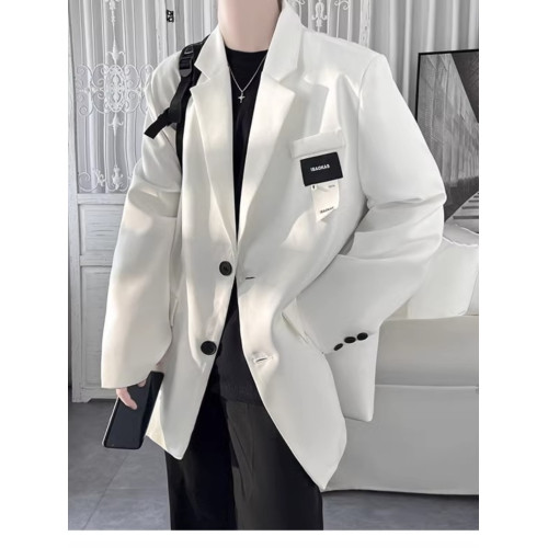 英倫雅痞男裝白色西裝暴徒男外套春秋季冷淡風高級感潮牌痞帥西服 英倫雅痞男裝白色西裝暴徒男外套春秋季冷淡風高級感潮牌痞帥西服
