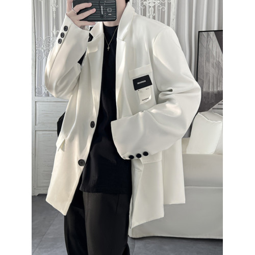 英倫雅痞男裝白色西裝暴徒男外套春秋季冷淡風高級感潮牌痞帥西服 英倫雅痞男裝白色西裝暴徒男外套春秋季冷淡風高級感潮牌痞帥西服