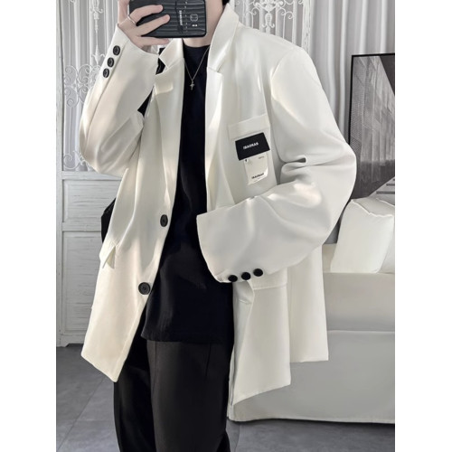 英倫雅痞男裝白色西裝暴徒男外套春秋季冷淡風高級感潮牌痞帥西服 英倫雅痞男裝白色西裝暴徒男外套春秋季冷淡風高級感潮牌痞帥西服