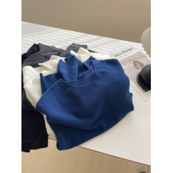 無縫一體~綿羊毛圓領針織衫女!秋冬韓系顯白純色套頭內搭打底毛衣