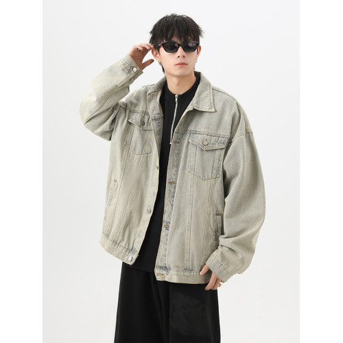 美式水洗牛仔外套男冬高街復古做舊工裝夾克潮牌百搭情侶休閒上衣 美式水洗牛仔外套男冬高街復古做舊工裝夾克潮牌百搭情侶休閒上衣