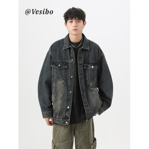 美式水洗牛仔外套男冬高街復古做舊工裝夾克潮牌百搭情侶休閒上衣 美式水洗牛仔外套男冬高街復古做舊工裝夾克潮牌百搭情侶休閒上衣