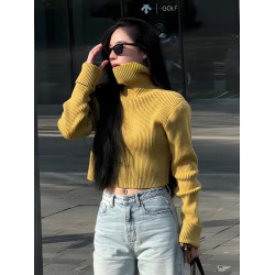 慵懶風秋冬高領毛衣女款2025新款冬季高級感短款針織衫內搭上衣女