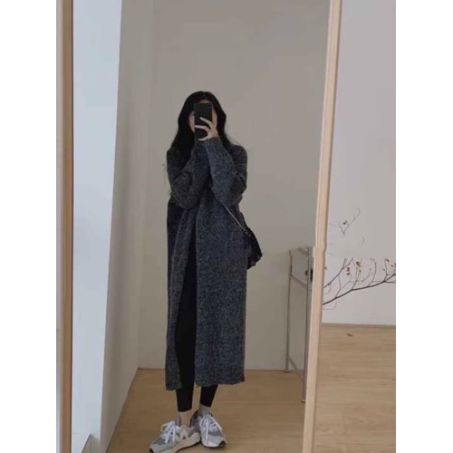 慵懶風寬松裙子開叉復古日系針織衫連衣裙套頭中長款毛衣女秋冬季 慵懶風寬松裙子開叉復古日系針織衫連衣裙套頭中長款毛衣女秋冬季