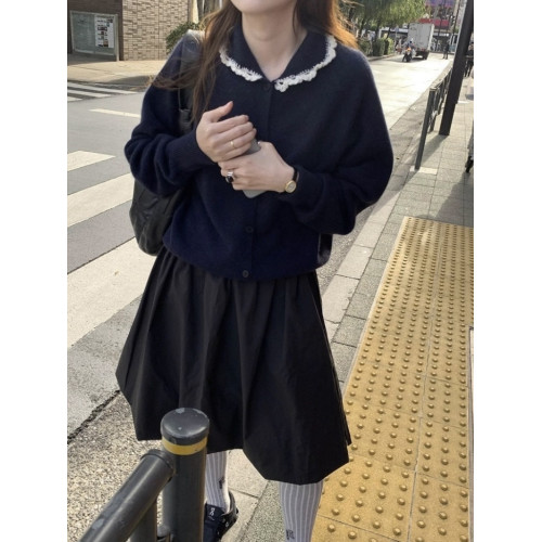 10%羊毛 韓代@lero*e 手工鉤花甜美花邊翻領軟糯針織毛衣開衫外套 10%羊毛 韓代@lero*e 手工鉤花甜美花邊翻領軟糯針織毛衣開衫外套