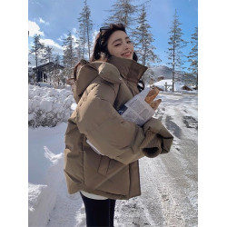 輕薄羽絨棉服女2025冬季新款連帽加厚保暖小個子短棉襖麵包服外套