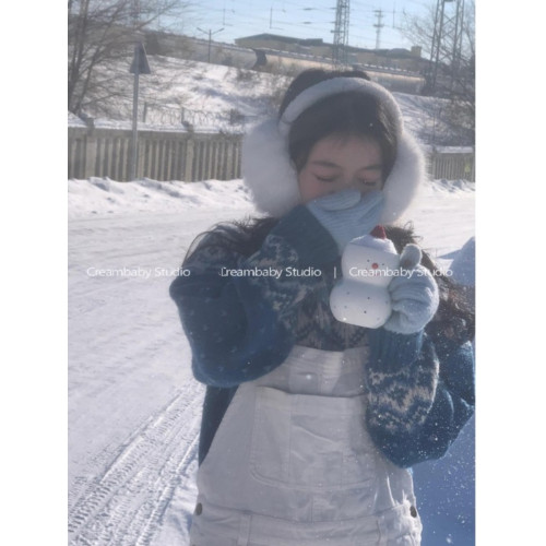 聖誕藍!復古冰島藍色慵懶風提花毛衣女顯白費爾島穿搭甜美針織衫 聖誕藍!復古冰島藍色慵懶風提花毛衣女顯白費爾島穿搭甜美針織衫