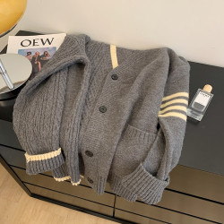 kor-anya 慵懶風復古毛衣外套女秋冬韓系設計感小衆針織開衫上衣