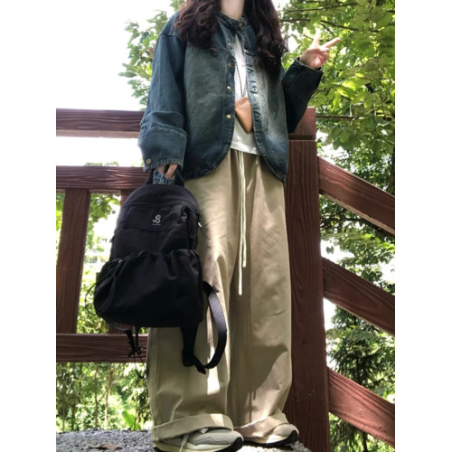 超好看做舊牛仔外套女春秋日系復古寬松休閒設計感小衆夾克牛仔衣 超好看做舊牛仔外套女春秋日系復古寬松休閒設計感小衆夾克牛仔衣